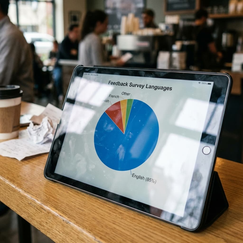 Pie chart titled Languages Spoken showing proportions of English, Ukrainian, Italian, French, and Other languages.